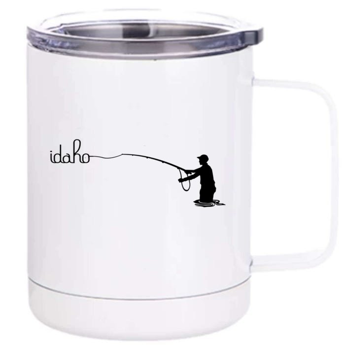 Fly Fish Idaho With White Text Trout Fishing Front & Back 12oz Stainless Steel Tumbler Cup