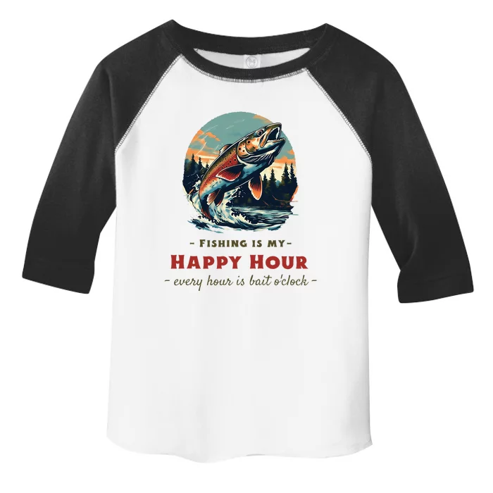 Funny Fishing Is My Happy Hour Toddler Fine Jersey T-Shirt