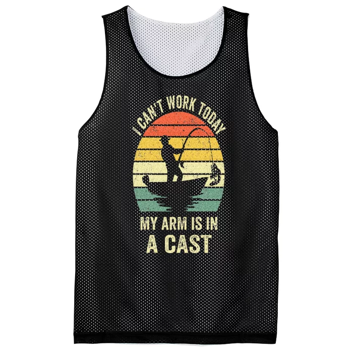 Funny Fisherman I Cant Work Today My Arm Is In A Cast Mesh Reversible Basketball Jersey Tank