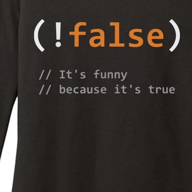 Funny False Its Funny Because Its True Programmer Joke Womens CVC Long Sleeve Shirt