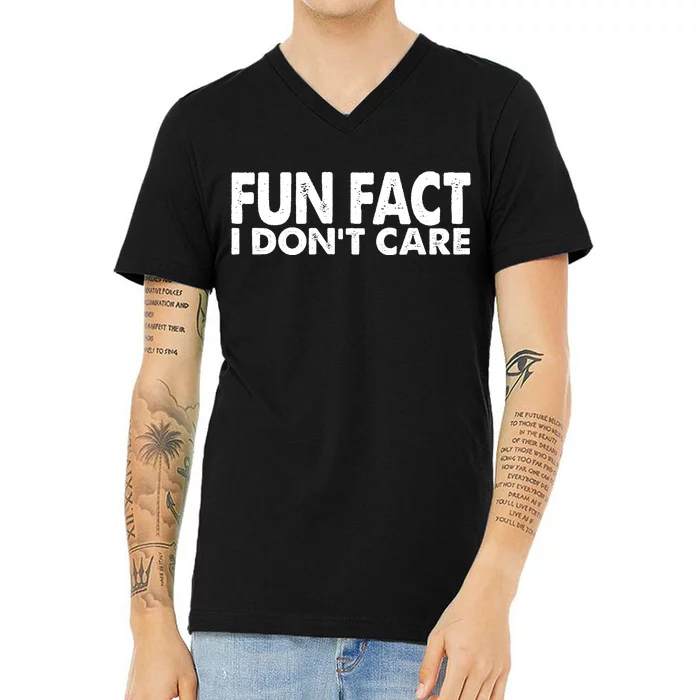 Fun Fact I Dont Care Funny V-Neck T-Shirt