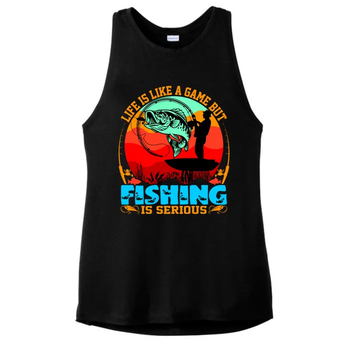 Funny Fishing Is Serious Ladies Tri-Blend Wicking Tank