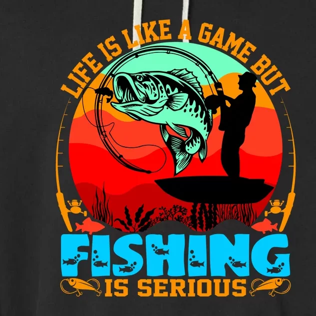 Funny Fishing Is Serious Garment-Dyed Fleece Hoodie