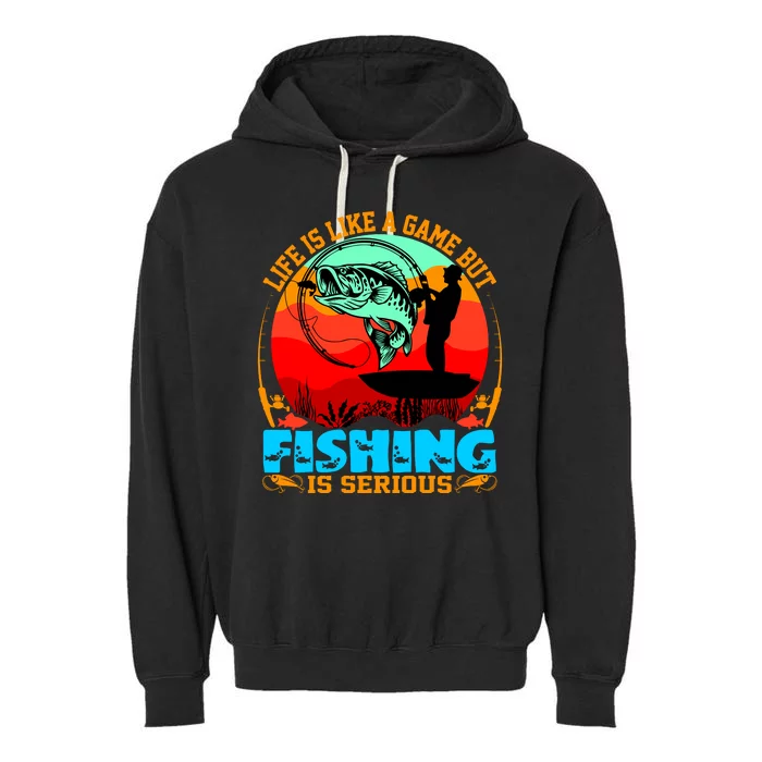 Funny Fishing Is Serious Garment-Dyed Fleece Hoodie