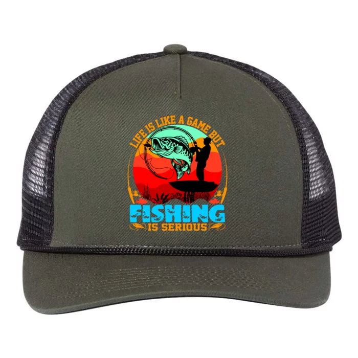 Funny Fishing Is Serious Retro Rope Trucker Hat Cap