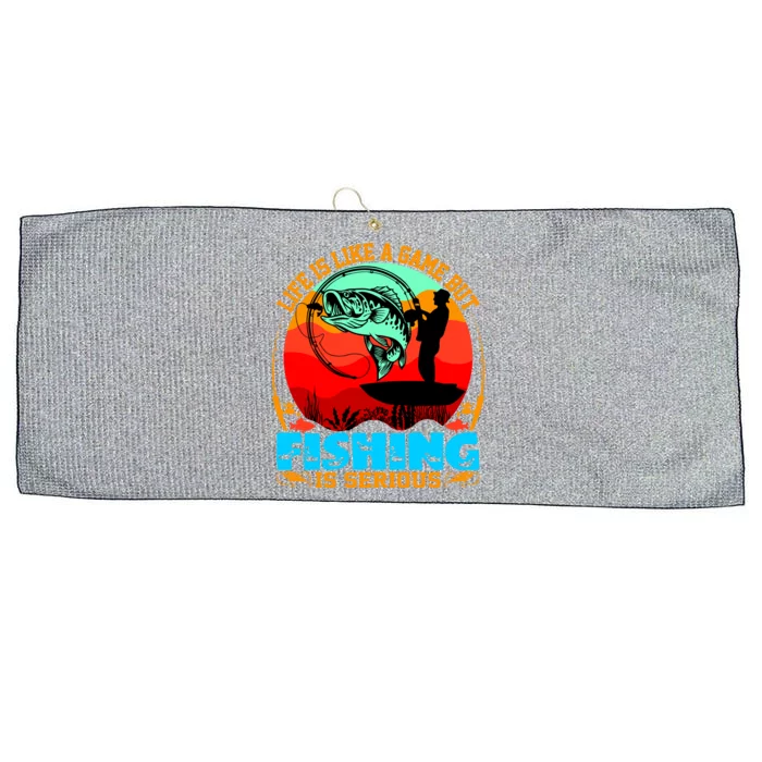 Funny Fishing Is Serious Large Microfiber Waffle Golf Towel