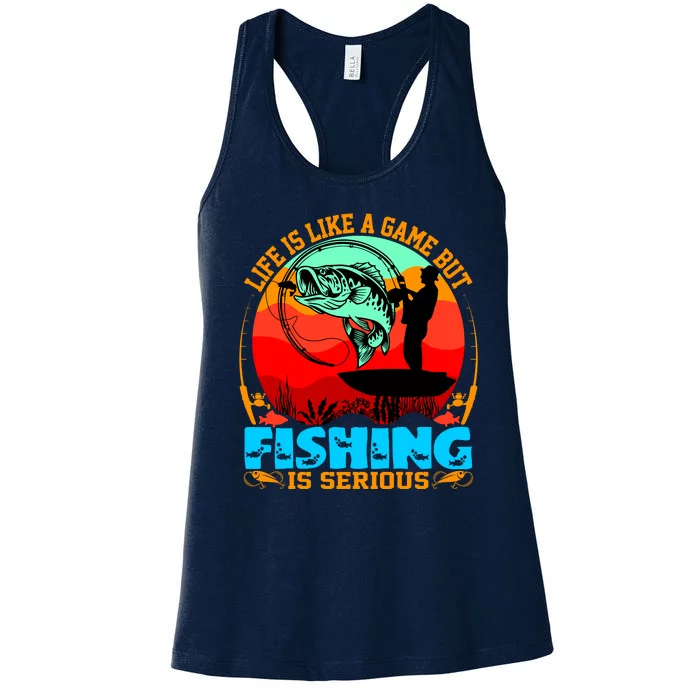 Funny Fishing Is Serious Women's Racerback Tank