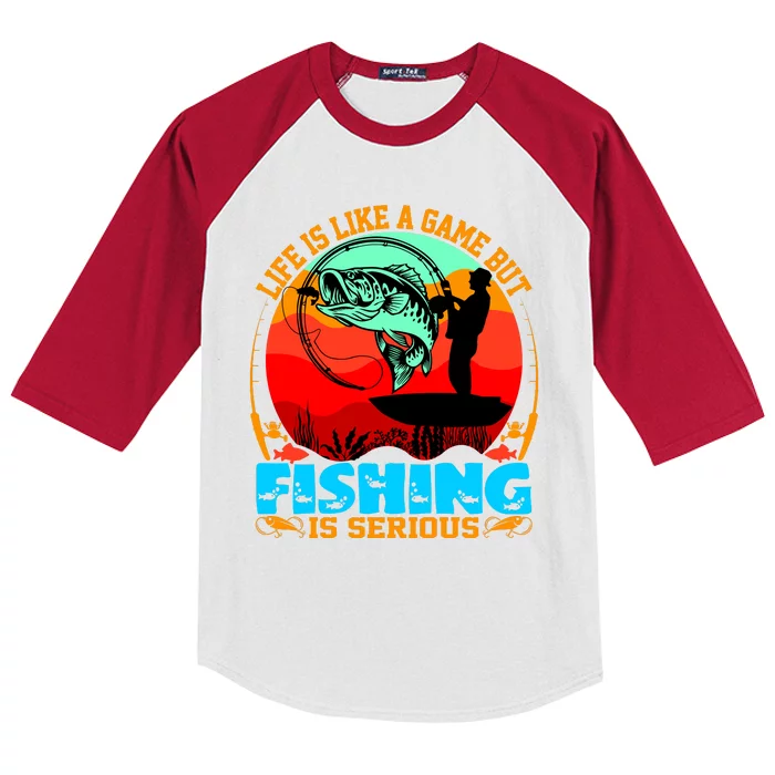 Funny Fishing Is Serious Kids Colorblock Raglan Jersey