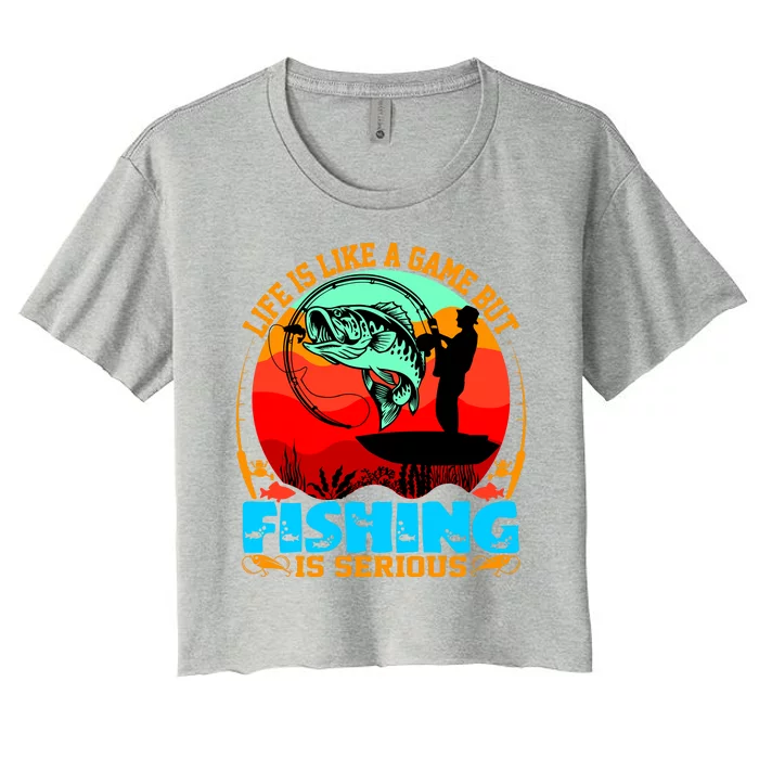 Funny Fishing Is Serious Women's Crop Top Tee