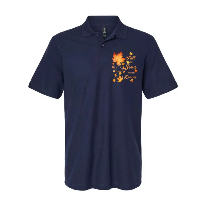 Fall For Jesus He Never Leave Beautiful Fall Leaves Softstyle Adult Sport Polo