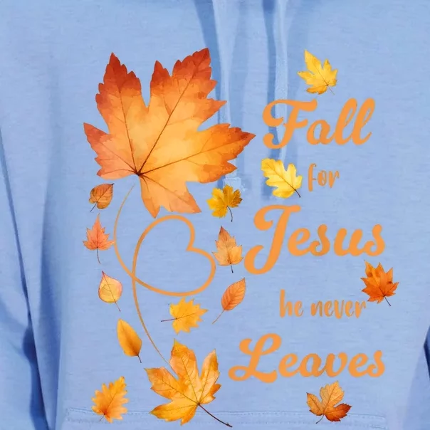 Fall For Jesus He Never Leave Beautiful Fall Leaves Unisex Surf Hoodie