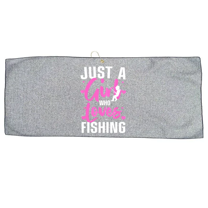 Funny Fishing Just A Girl Loves Fishing Gift Large Microfiber Waffle Golf Towel