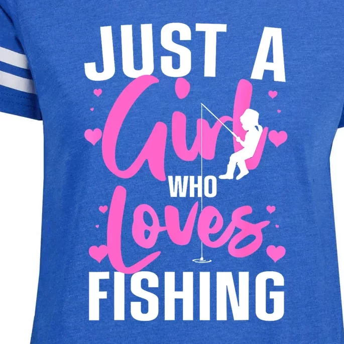 Funny Fishing Just A Girl Loves Fishing Gift Enza Ladies Jersey Football T-Shirt