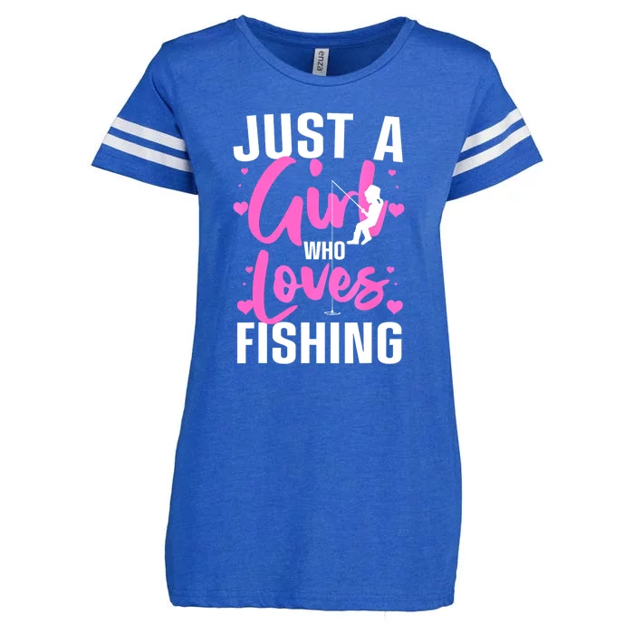 Funny Fishing Just A Girl Loves Fishing Gift Enza Ladies Jersey Football T-Shirt