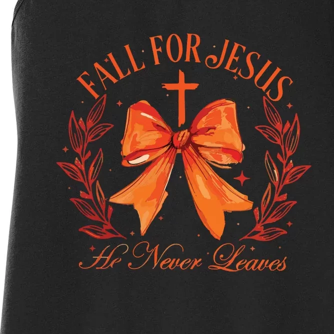 Fall For Jesus He Leaves Leaves Women's Racerback Tank