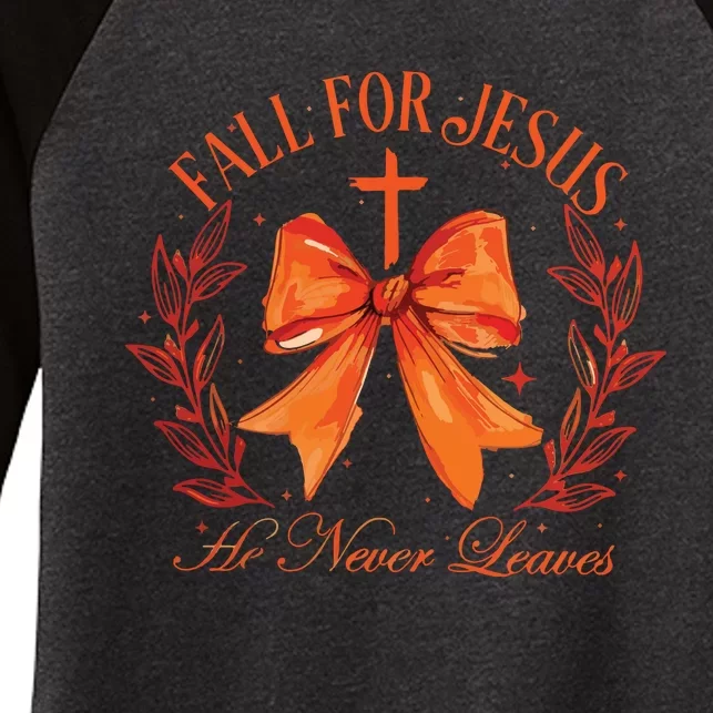 Fall For Jesus He Leaves Leaves Women's Tri-Blend 3/4-Sleeve Raglan Shirt