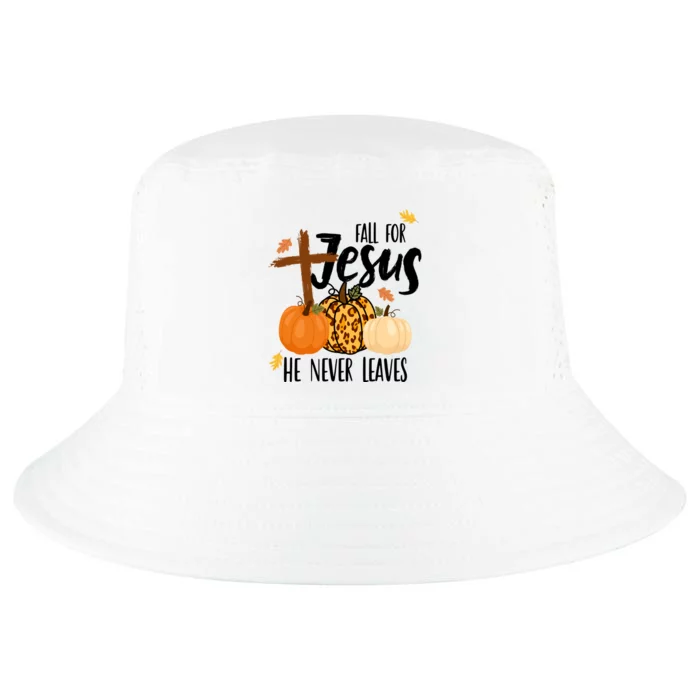 Fall For Jesus He Never Leaves Cross Pumpkin Cool Comfort Performance Bucket Hat