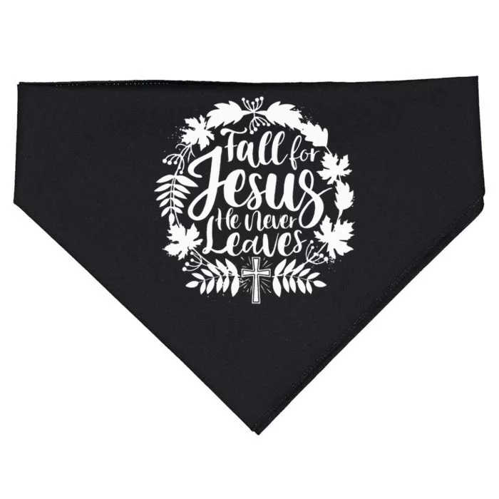 Fall For Jesus He Never Leaves Autumn Christian Thanksgiving USA-Made Doggie Bandana