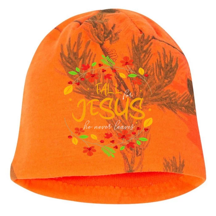 Fall For Jesus He Never Leaves Thanksgiving Leaves Faith Kati - Camo Knit Beanie