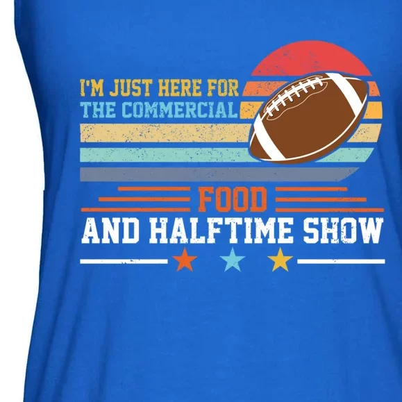 Funny Football Just Here For Food Commercials Halftime Show Gift Ladies Essential Flowy Tank