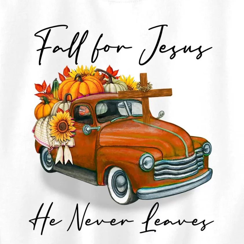 Fall For Jesus He Never Leaves Pumpkin Truck Autumn Season Kids Sweatshirt