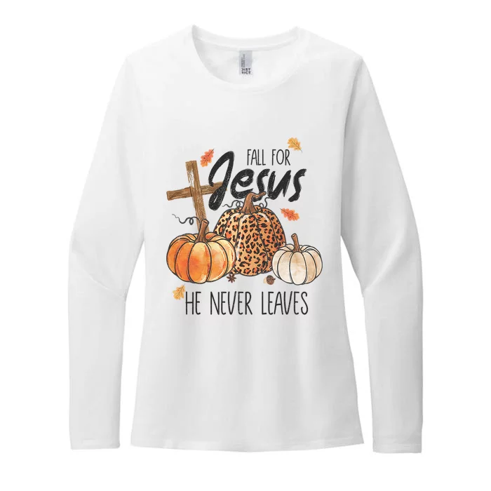 Fall For Jesus He Never Leaves Christian Thanksgiving Dinner Womens CVC Long Sleeve Shirt