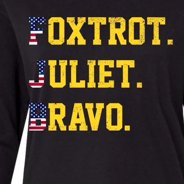 FJB Foxtrout Juliet Bravo USA Pro American America Womens Cotton Relaxed Long Sleeve T-Shirt