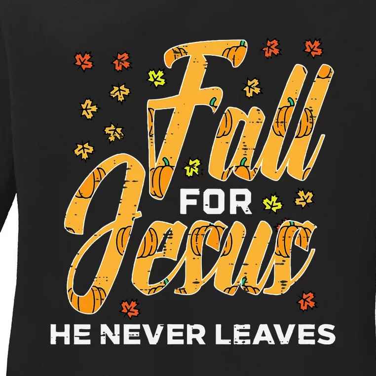 Fall For Jesus Thanksgiving Autumn Christian Kids Ladies Long Sleeve Shirt