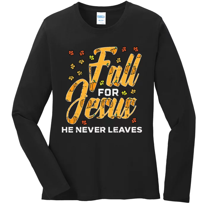 Fall For Jesus Thanksgiving Autumn Christian Kids Ladies Long Sleeve Shirt