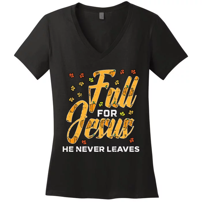 Fall For Jesus Thanksgiving Autumn Christian Kids Women's V-Neck T-Shirt