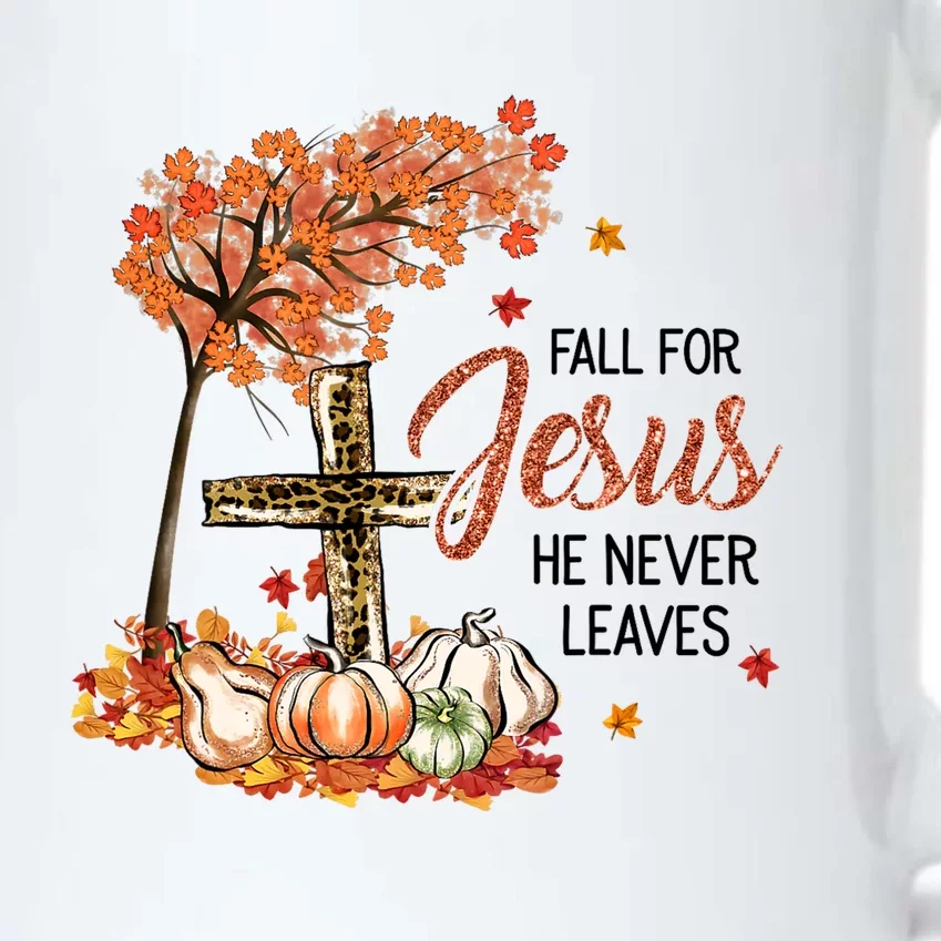 Fall For Jesus He Never Leaves Pumpkin Autumn Thanksgiving Black Color Changing Mug