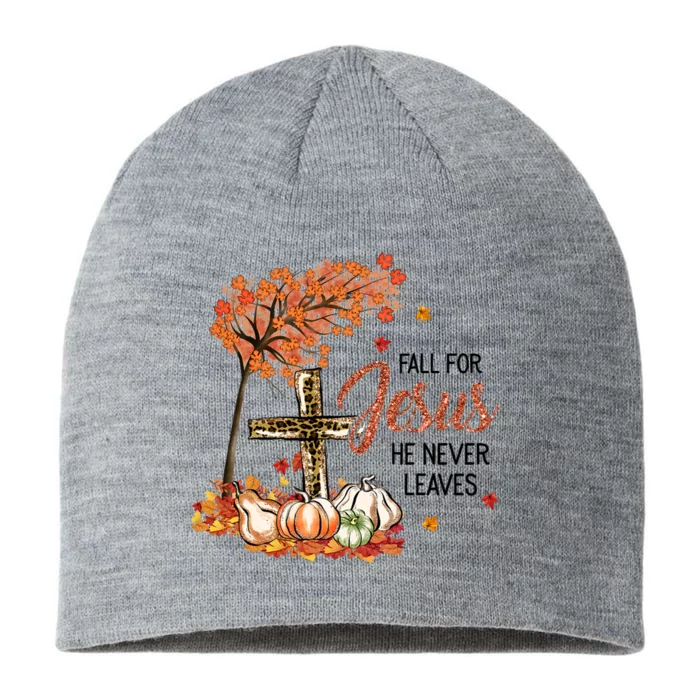 Fall For Jesus He Never Leaves Pumpkin Autumn Thanksgiving 8 1/2in Sustainable Knit Beanie