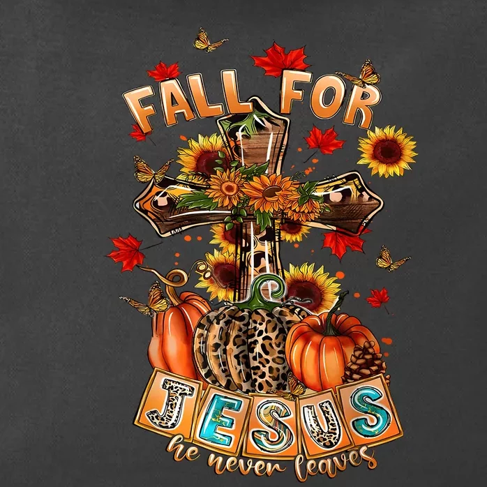 Fall For Jesus He Never Leaves Pumpkin Sunflower Christian Zip Tote Bag