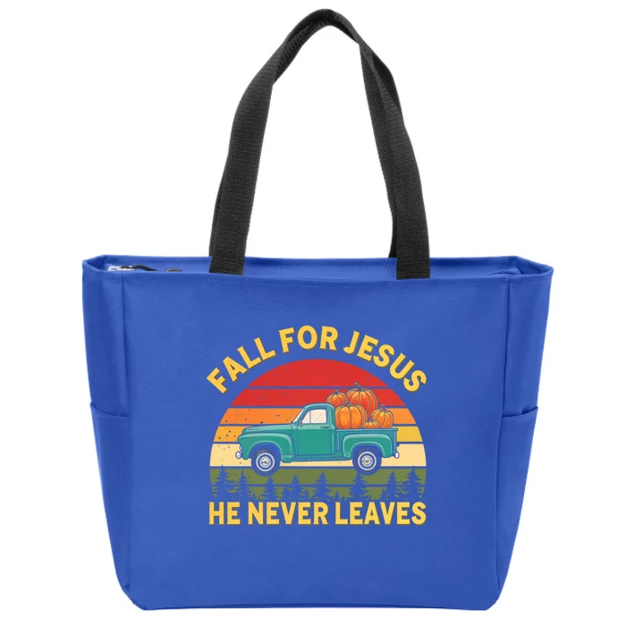 Fall For Jesus Autumn Pumpkin Faith Christian Gift Zip Tote Bag