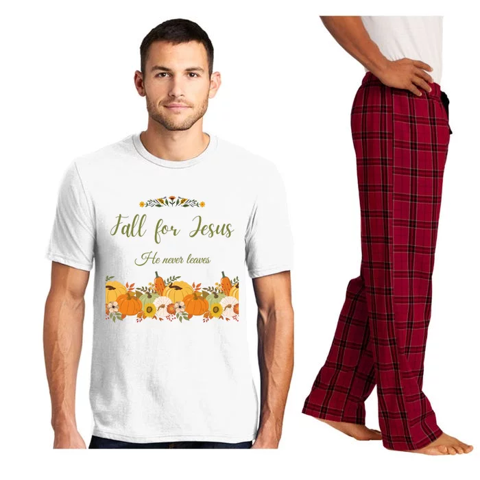 Fall For Jesus He Never Leaves Sweatshirt Fall Sweatshirt Sweatshirt For Wo J Pajama Set