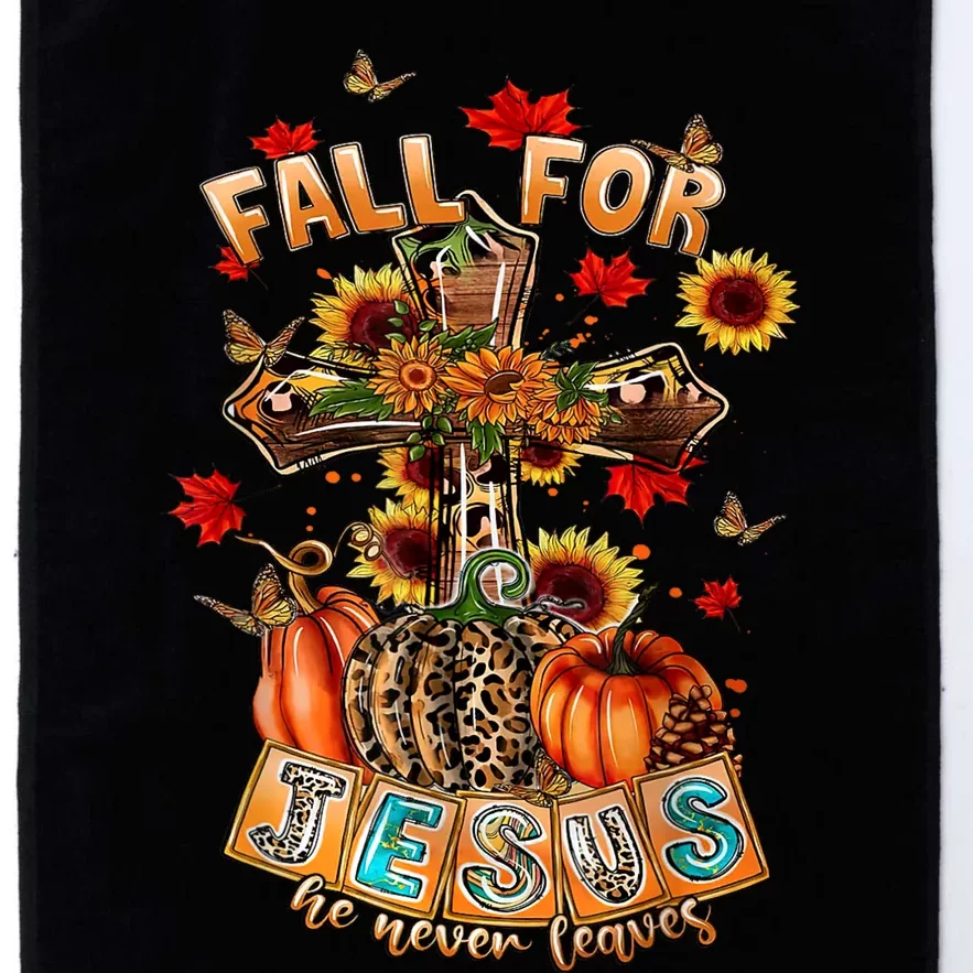 Fall For Jesus He Never Leaves Pumpkin Sunflower Christian Platinum Collection Golf Towel