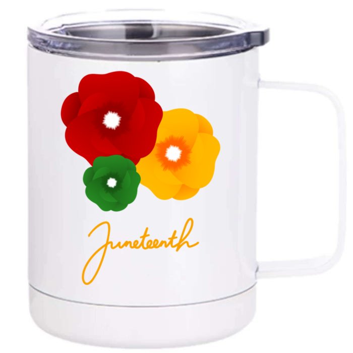 Feminine Floral Junenth Freedom Day Ecipation Gift Front & Back 12oz Stainless Steel Tumbler Cup