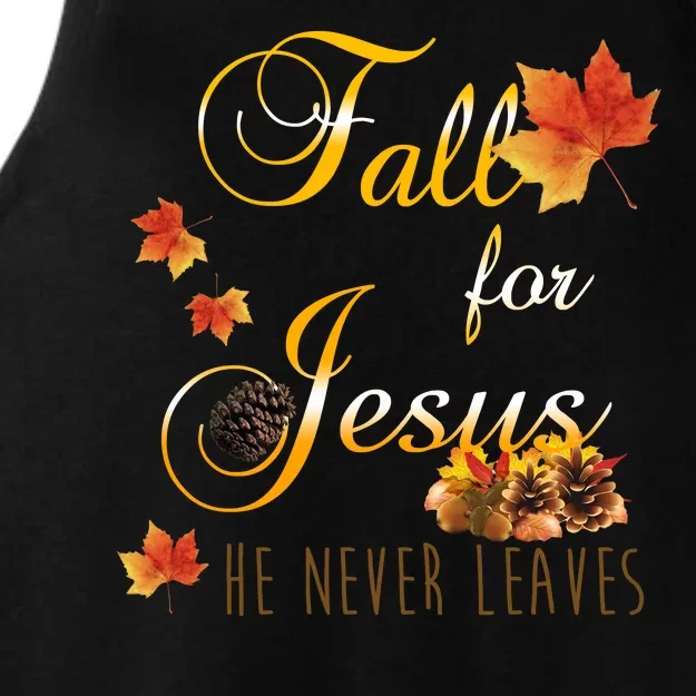 Fall For Jesus He Never Leaves Christian Autumn Season Ladies Tri-Blend Wicking Tank