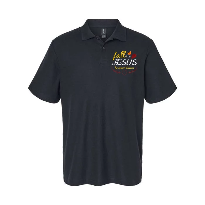 Fall For Jesus He Never Leaves Faith Leaves Thanksgiving Softstyle Adult Sport Polo