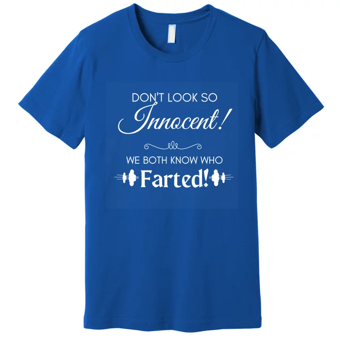 Funny Fart Joke Design Dont Look So Innocent!  Cute Gift Premium T-Shirt