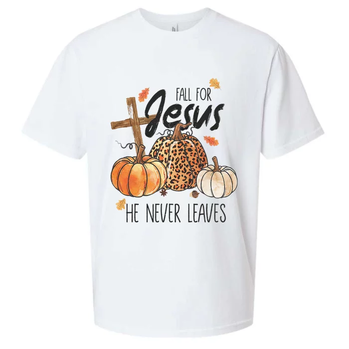 Fall For Jesus He Never Leaves Christian Thanksgiving Dinner Sueded Cloud Jersey T-Shirt