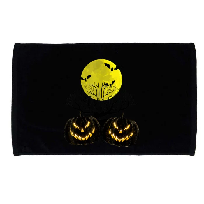 Fanged Fire Jack O Lantern Pumpkin Halloween Premium Microfiber Hand Towel