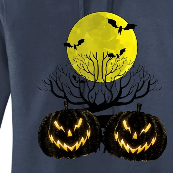 Fanged Fire Jack O Lantern Pumpkin Halloween Premium Women's Pullover Hoodie