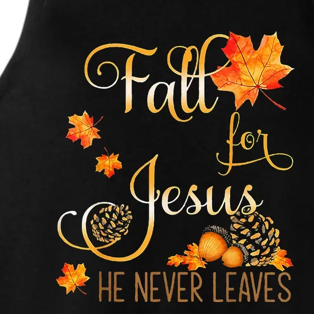 Fall For Jesus He Never Leaves Autumn Christian Prayers Cool Ladies Tri-Blend Wicking Tank