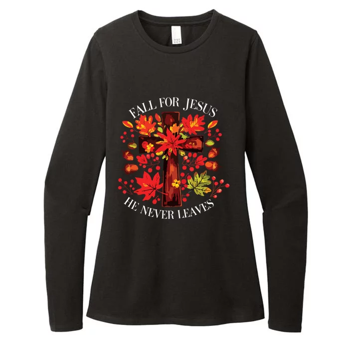 Fall For Jesus He Never Leaves Womens CVC Long Sleeve Shirt