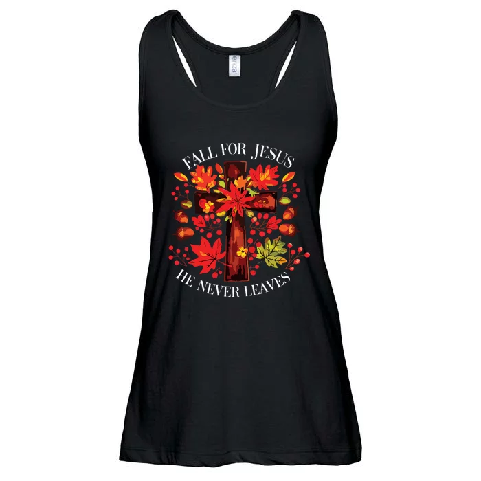 Fall For Jesus He Never Leaves Ladies Essential Flowy Tank