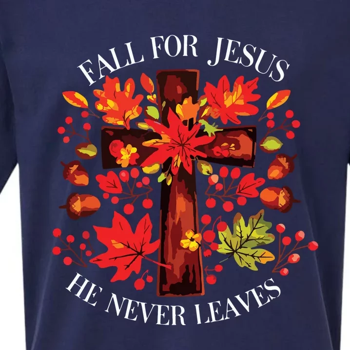 Fall For Jesus He Never Leaves Sueded Cloud Jersey T-Shirt