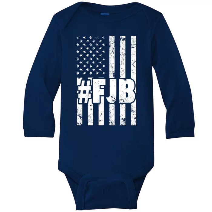 FJB F Joe Biden Vintage American Flag Baby Long Sleeve Bodysuit