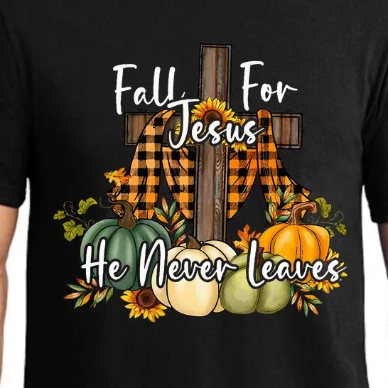 Fall For Jesus He Never Leaves Pumpkin Autumn Thanksgiving Pajama Set