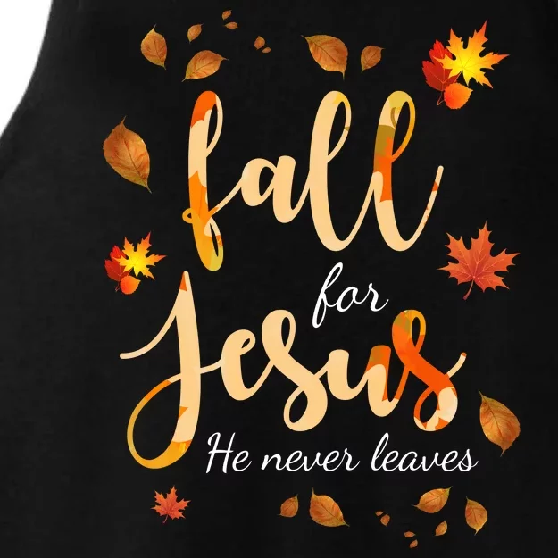 Fall For Jesus He Never Leaves Autumn Ladies Tri-Blend Wicking Tank